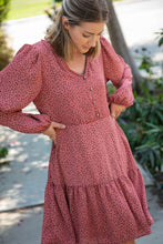 Load image into Gallery viewer, Leopard Button Detail Tiered Babydoll Dress