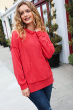 Load image into Gallery viewer, A New Day Red Mineral Wash Rib Knit Hoodie
