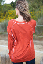 Load image into Gallery viewer, Rust French Terry Cut Edge Out Seam Raglan