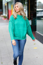 Load image into Gallery viewer, Chic Pursuits Kelly Green Chenille Raw Seam Mock Neck Sweater