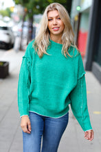 Load image into Gallery viewer, Chic Pursuits Kelly Green Chenille Raw Seam Mock Neck Sweater