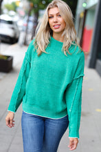 Load image into Gallery viewer, Chic Pursuits Kelly Green Chenille Raw Seam Mock Neck Sweater