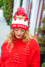 Load image into Gallery viewer, &quot;Oh Deer&quot; Rudolph Reindeer Pom-Pom Beanie