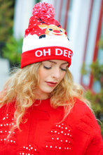 Load image into Gallery viewer, &quot;Oh Deer&quot; Rudolph Reindeer Pom-Pom Beanie