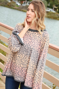 Multicolor Leopard Bell Sleeve Pullover Knit Top