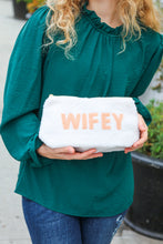 Load image into Gallery viewer, Cream &quot;Wifey&quot; Sherpa Zipper Bag
