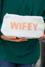 Load image into Gallery viewer, Cream &quot;Wifey&quot; Sherpa Zipper Bag