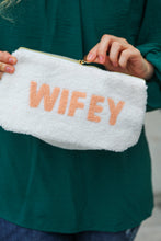 Load image into Gallery viewer, Cream &quot;Wifey&quot; Sherpa Zipper Bag