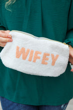 Load image into Gallery viewer, Cream &quot;Wifey&quot; Sherpa Zipper Bag