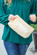 Load image into Gallery viewer, Taupe &quot;Stuff&quot; Sherpa Zipper Bag