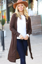 Load image into Gallery viewer, Walk The Walk Brown Ribbed Longline Cardigan
