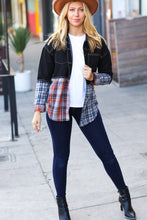 Load image into Gallery viewer, Seize The Day Black Denim &amp; Plaid Cut Edge Jacket