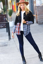 Load image into Gallery viewer, Seize The Day Black Denim &amp; Plaid Cut Edge Jacket
