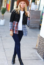 Load image into Gallery viewer, Seize The Day Black Denim &amp; Plaid Cut Edge Jacket