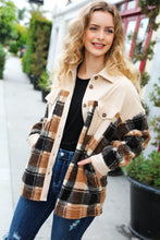 Load image into Gallery viewer, Adorable Taupe Corduroy &amp; Plaid Sherpa Button Jacket