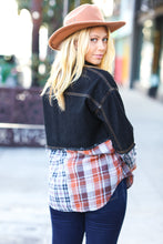 Load image into Gallery viewer, Seize The Day Black Denim &amp; Plaid Cut Edge Jacket