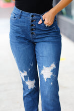 Load image into Gallery viewer, Blue Denim Boyfriend Fit Button Fly Distressed Jeans