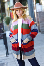 Load image into Gallery viewer, Just A Dream Multicolor Striped Slouchy Open Cardigan