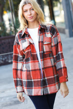 Load image into Gallery viewer, On My Way Up Rust Plaid Flannel Button Down Shacket