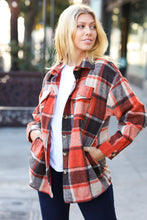 Load image into Gallery viewer, On My Way Up Rust Plaid Flannel Button Down Shacket