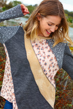 Load image into Gallery viewer, Leopard Ditzy Floral Patchwork Out Seam Top