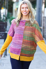 Load image into Gallery viewer, Wild About You Magenta &amp; Olive Space Dye Thermal Knit Top