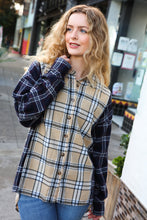 Load image into Gallery viewer, It&#39;s All Possible Navy&amp; Beige Cotton Plaid Hi-Lo Shirt Top