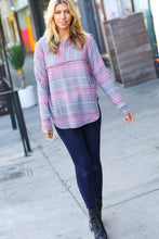 Load image into Gallery viewer, On The Run Magenta Multicolor Vintage Textured Knit Top