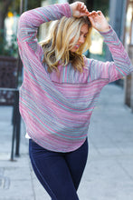 Load image into Gallery viewer, On The Run Magenta Multicolor Vintage Textured Knit Top
