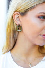Load image into Gallery viewer, Gold Geometric Rhinestone Detail Dangle Earrings