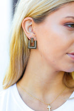 Load image into Gallery viewer, Gold Geometric Rhinestone Detail Dangle Earrings