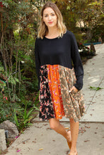 Load image into Gallery viewer, Floral Vertical Color Block Midi Dress