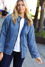 Load image into Gallery viewer, Be Your Best Denim Cotton Quilted Zip Up Jacket