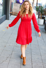 Load image into Gallery viewer, Lady In Red Hacci Fit &amp; Flare Ruffle Dress