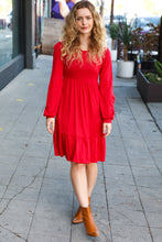Load image into Gallery viewer, Lady In Red Hacci Fit &amp; Flare Ruffle Dress