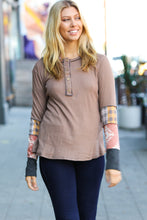Load image into Gallery viewer, All For You Taupe Thermal Button Down Colorblock Top