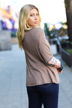 Load image into Gallery viewer, All For You Taupe Thermal Button Down Colorblock Top