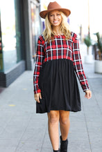 Load image into Gallery viewer, Holiday Plaid Twofer Babydoll Dress