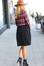 Load image into Gallery viewer, Holiday Plaid Twofer Babydoll Dress