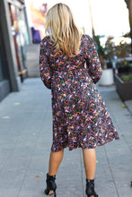 Load image into Gallery viewer, Flirtatious Black Ditzy Floral Fit &amp; Flare Midi Dress