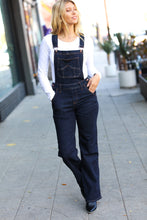 Load image into Gallery viewer, Just For You Dark Denim High Waist Wide Leg Overalls