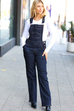 Load image into Gallery viewer, Just For You Dark Denim High Waist Wide Leg Overalls