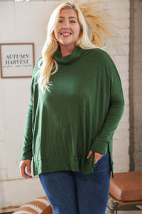 Hunter Green Cashmere Feel Turtleneck Sweater