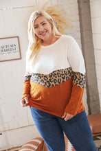 Load image into Gallery viewer, Rust Leopard Waffle Chevron Brushed Hacci Knit Top