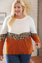 Load image into Gallery viewer, Rust Leopard Waffle Chevron Brushed Hacci Knit Top