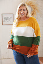 Load image into Gallery viewer, Mustard &amp; Green Color Block Hacci Knit Top