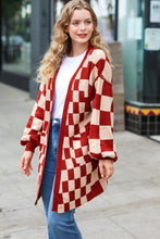 Load image into Gallery viewer, Can&#39;t Help But Love Rust Checkered Open Cardigan