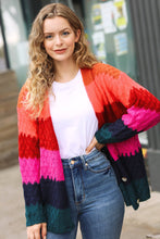 Load image into Gallery viewer, Make Your Day Magenta Honeycomb Knit Button Down Cardigan