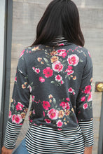 Load image into Gallery viewer, Floral Stripe Color Block Turtleneck