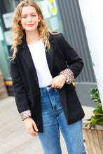 Load image into Gallery viewer, Feeling Bold Black Leopard Tailored Collar Lapel Blazer